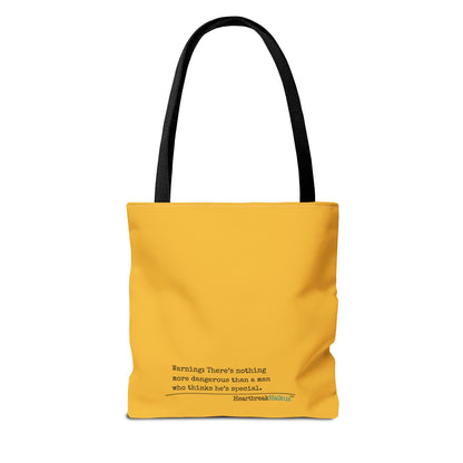 Warning: Dangerous Special Man Haiku Tote Bag (dual-sided design in Yellow Gold)