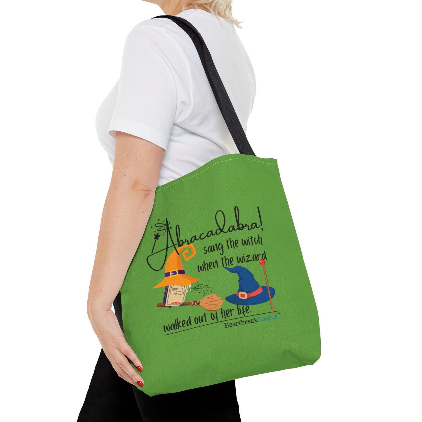 Abracadabra Sang the Witch Haiku - Tote Bag (Dual-sided print in Avocado Green)