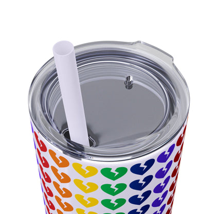 Only Hearts - Skinny Tumbler with Eco-Friendly, Reusable, Matching Straw, 20oz (Rainbow Heartbreak Collection)