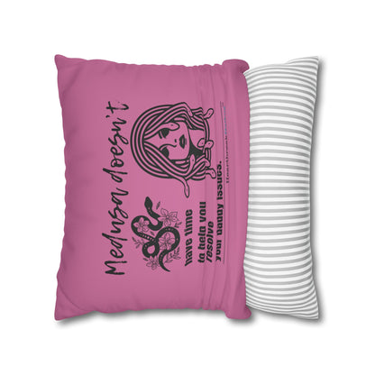 Medusa and Your Daddy Haiku - Faux Suede Square Pillowcase (in Candy Pink)