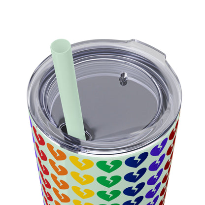 Only Hearts - Skinny Tumbler with Eco-Friendly, Reusable, Matching Straw, 20oz (Rainbow Heartbreak Collection)