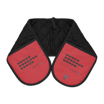 Hieroglyph Heartbreak Haiku. Connected Oven Mitts (Red)