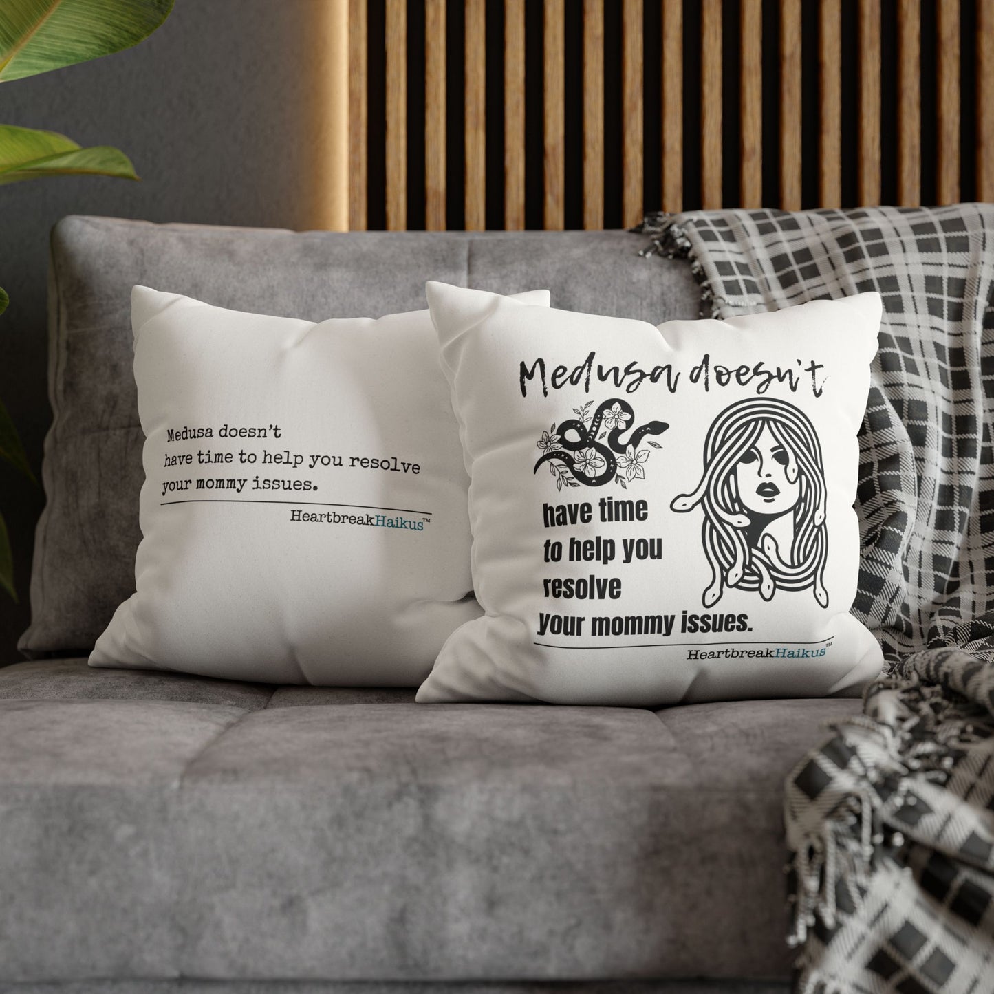 Medusa and Your Mommy Haiku - Faux Suede Square Pillowcase