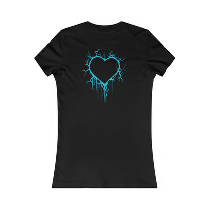 Two Lightning-Cracked Hearts - Slim-Fit T-Shirt (in Electric Blue)