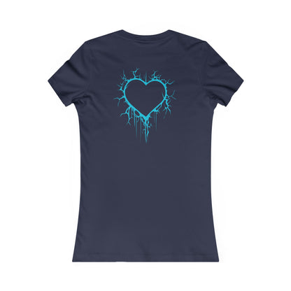 Two Lightning-Cracked Hearts - Slim-Fit T-Shirt (in Electric Blue)
