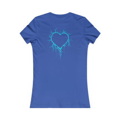 Two Lightning-Cracked Hearts - Slim-Fit T-Shirt (in Electric Blue)