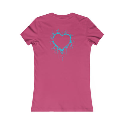 Two Lightning-Cracked Hearts - Slim-Fit T-Shirt (in Electric Blue)