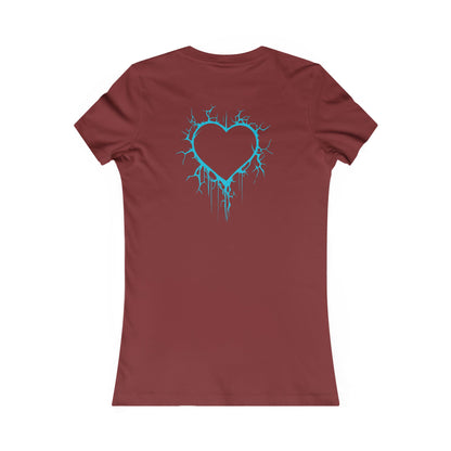 Two Lightning-Cracked Hearts - Slim-Fit T-Shirt (in Electric Blue)