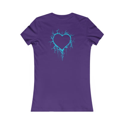 Two Lightning-Cracked Hearts - Slim-Fit T-Shirt (in Electric Blue)