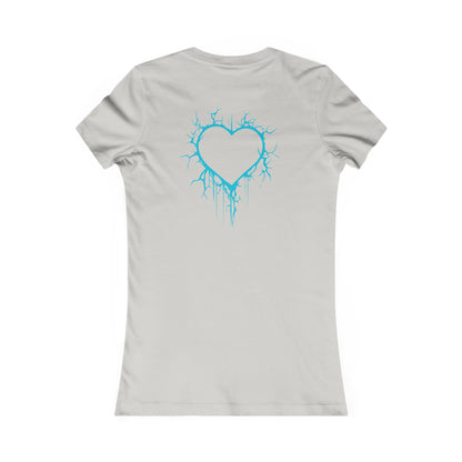 Two Lightning-Cracked Hearts - Slim-Fit T-Shirt (in Electric Blue)