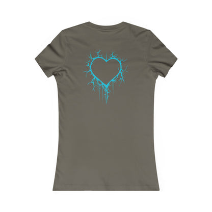 Two Lightning-Cracked Hearts - Slim-Fit T-Shirt (in Electric Blue)