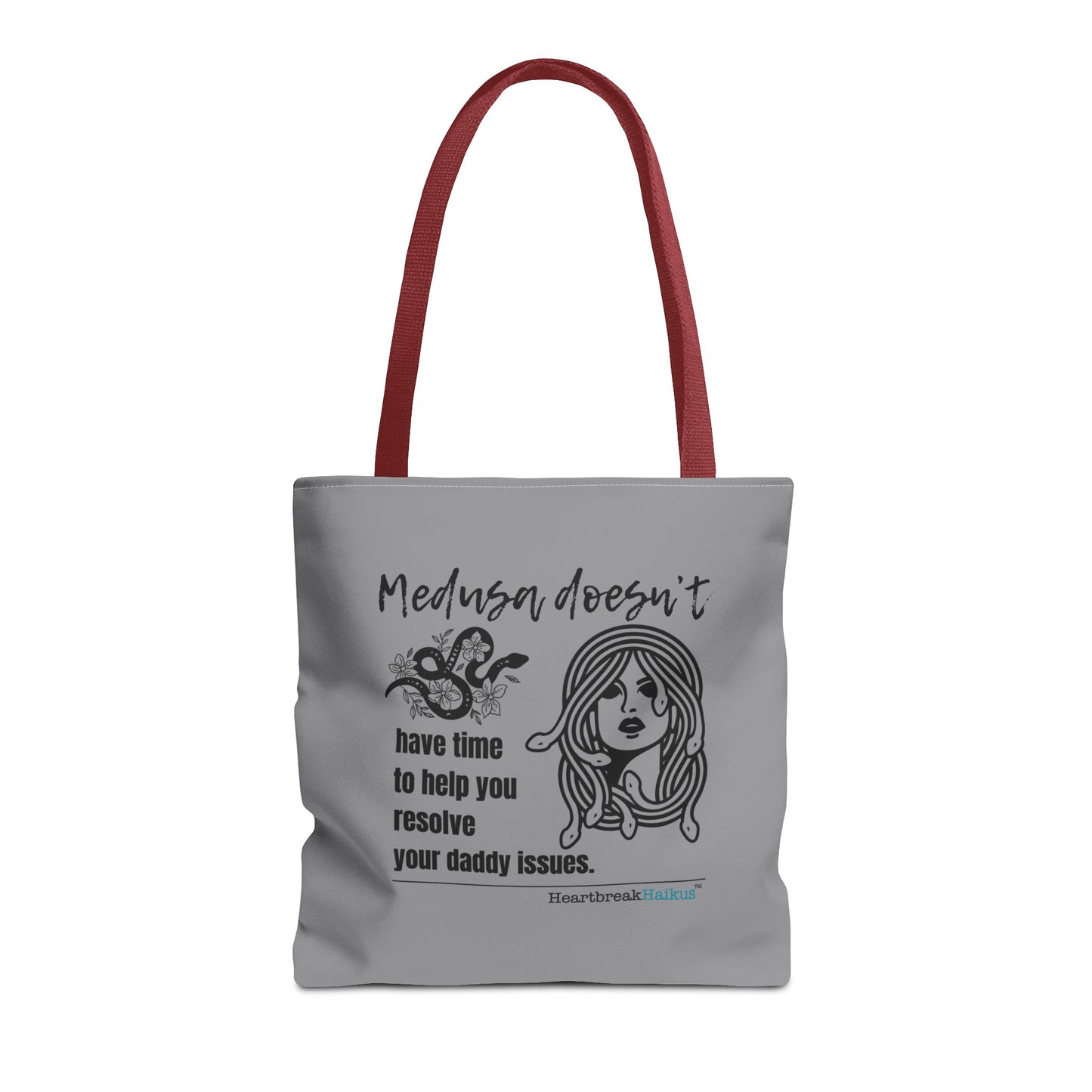 Medusa and Your Daddy Haiku - Tote Bag (Dual-sided print in Stone Grey)
