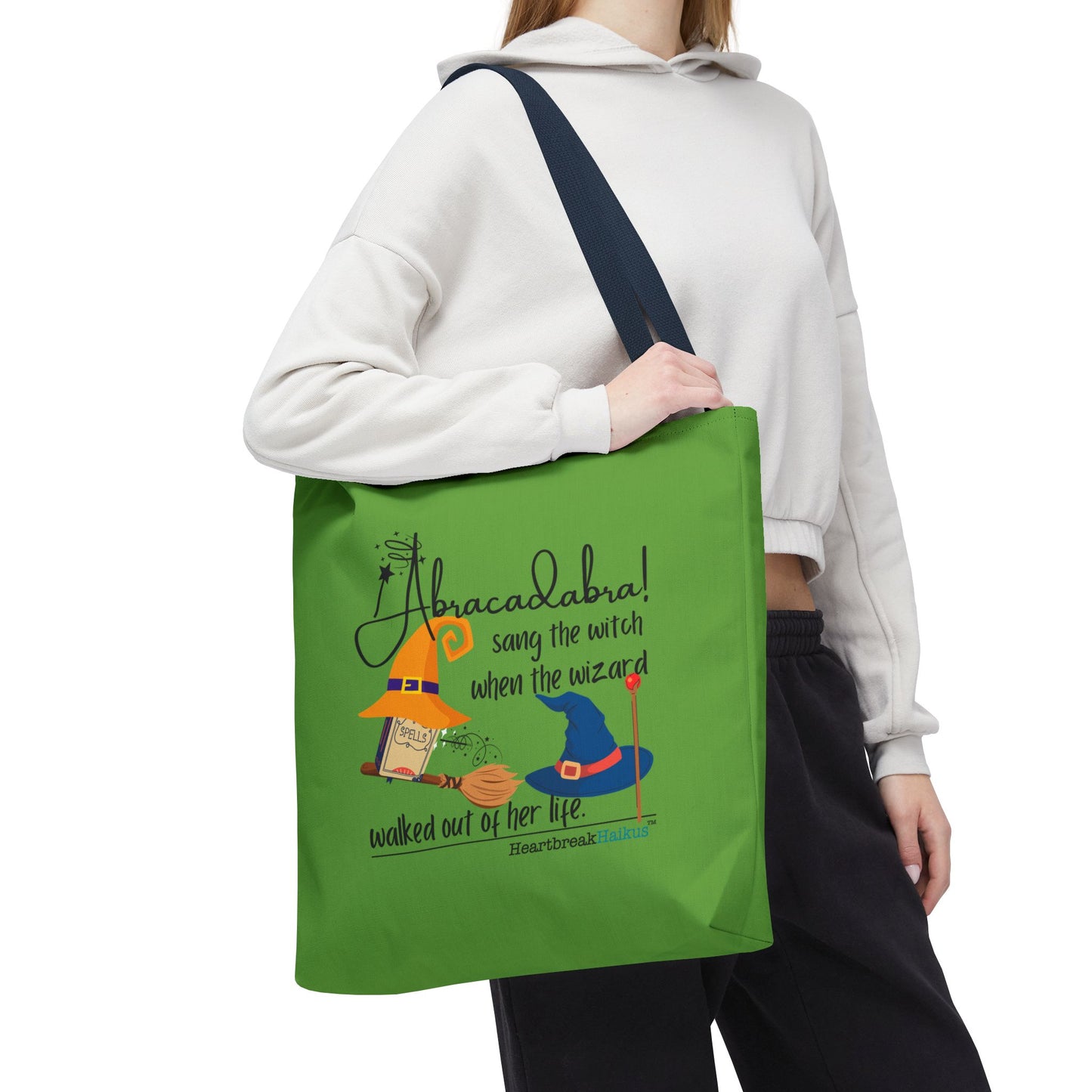 Abracadabra Sang the Witch Haiku - Tote Bag (Dual-sided print in Avocado Green)