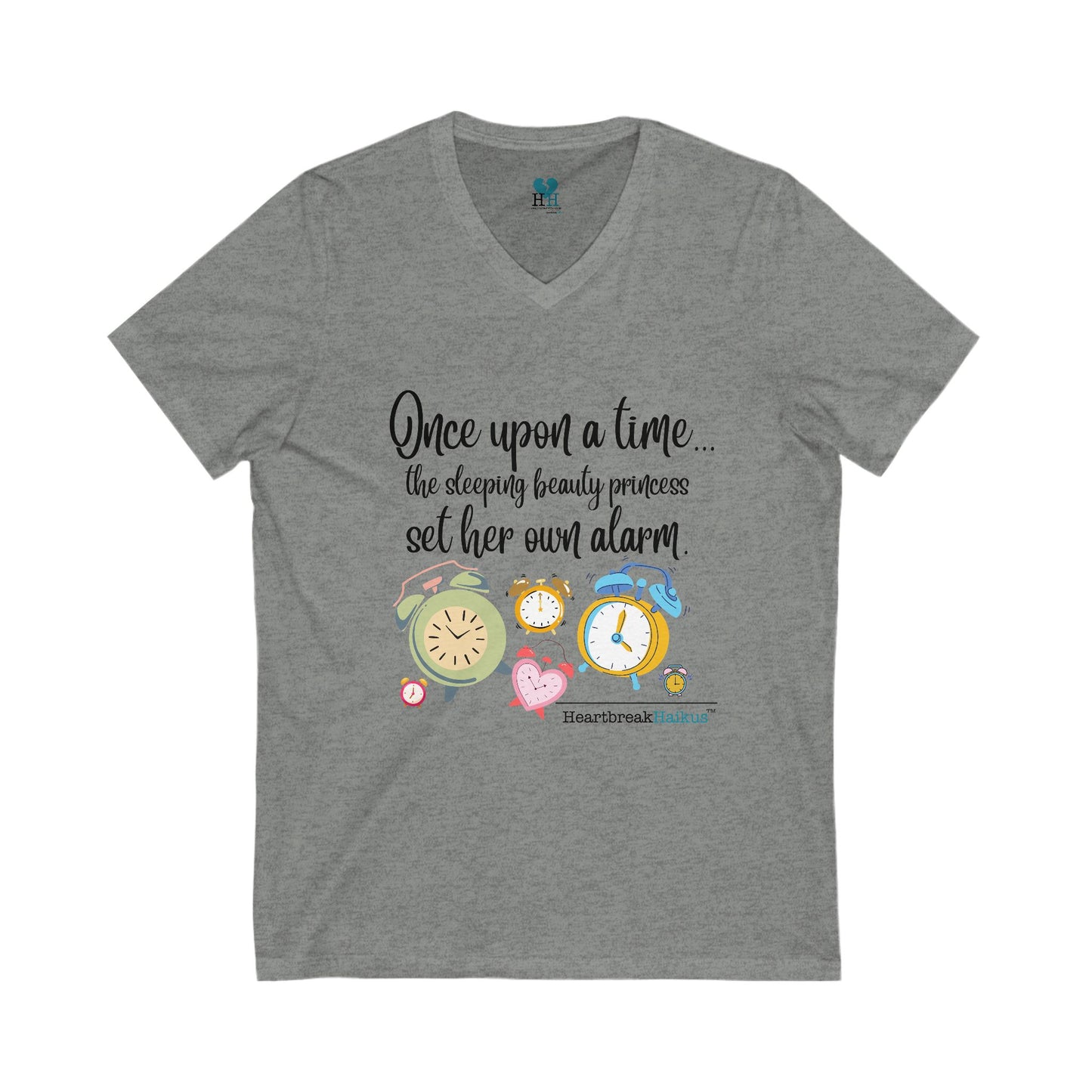Sleeping Beauty's Alarm Haiku - Unisex Jersey Short Sleeve V-Neck Tee