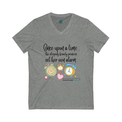Sleeping Beauty's Alarm Haiku - Unisex Jersey Short Sleeve V-Neck Tee