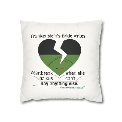 Frankenstein's Bride Writes Heartbreak Haikus - Faux Suede Square Pillowcase (in Snow White)