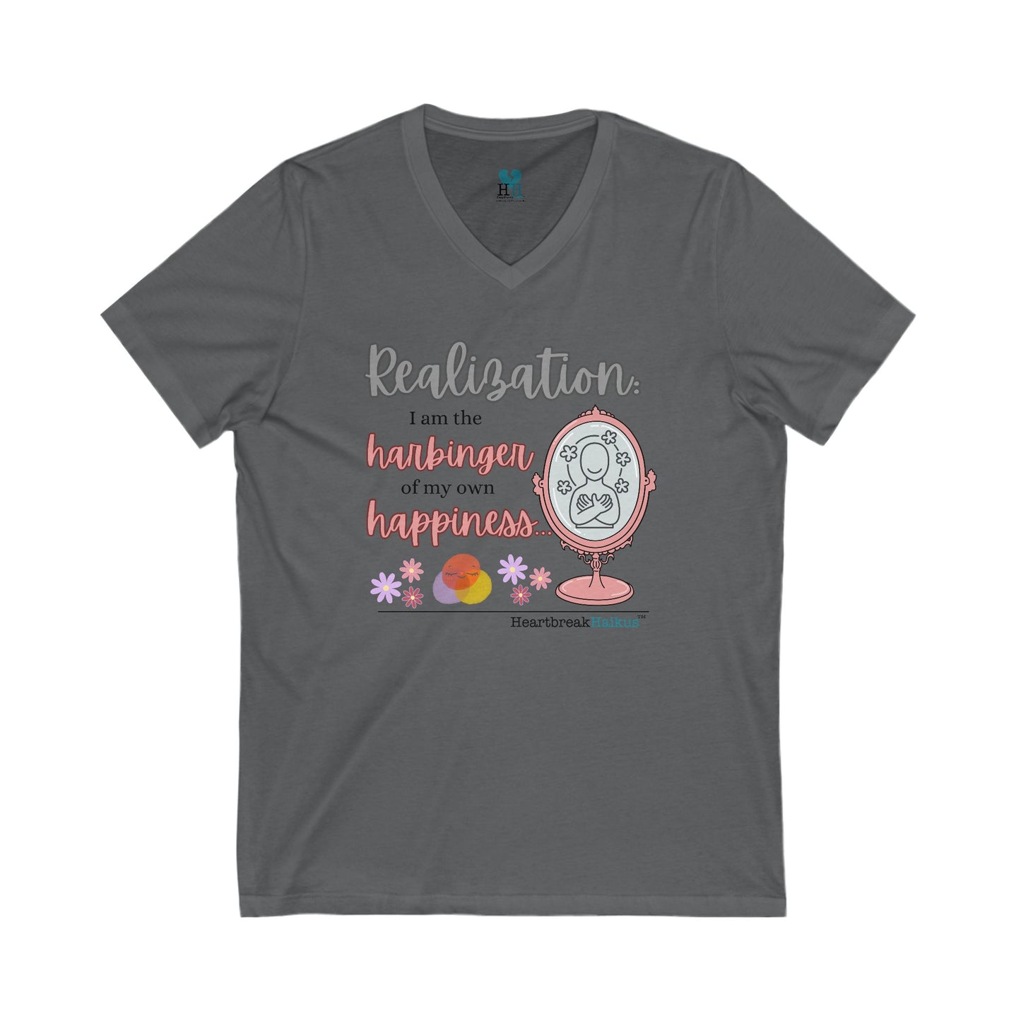 Harbinger of Happiness Haiku - Jersey Short Sleeve V-Neck Tee