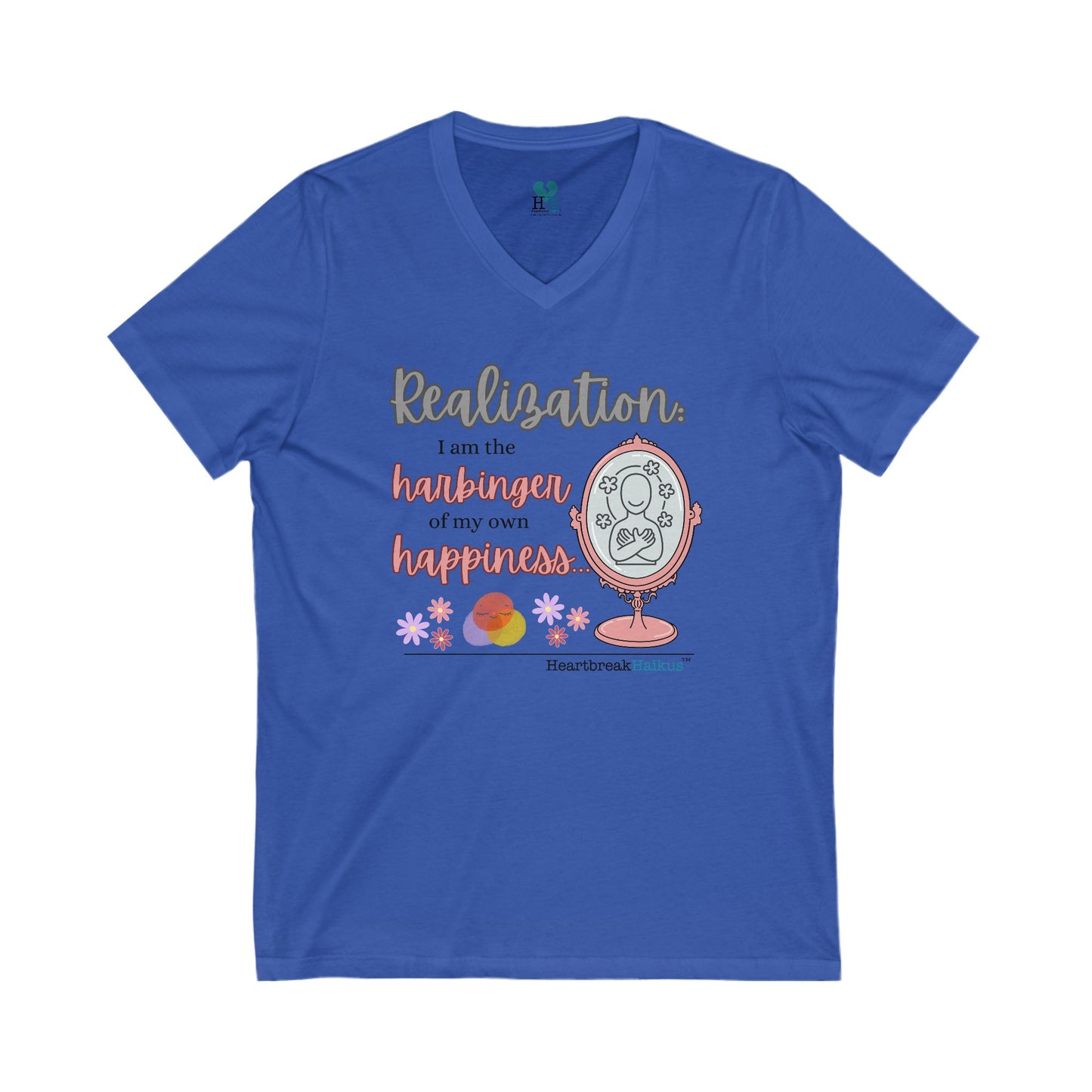 Harbinger of Happiness Haiku - Jersey Short Sleeve V-Neck Tee