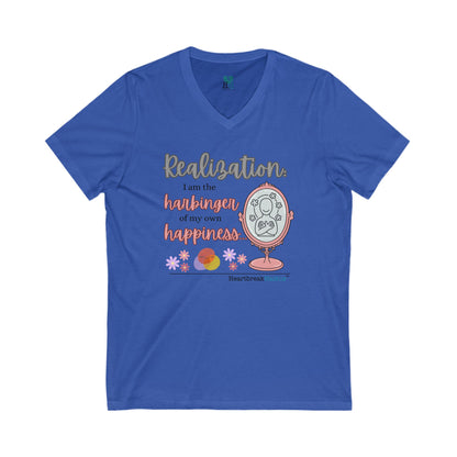Harbinger of Happiness Haiku - Jersey Short Sleeve V-Neck Tee