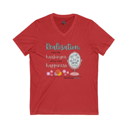 Harbinger of Happiness Haiku - Jersey Short Sleeve V-Neck Tee
