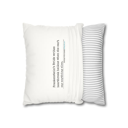 Frankenstein's Bride Writes Heartbreak Haikus - Faux Suede Square Pillowcase (in Snow White)