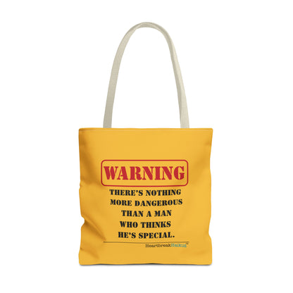 Warning: Dangerous Special Man Haiku Tote Bag (dual-sided design in Yellow Gold)