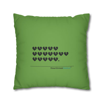 Hieroglyph Heartbreak Haiku - Faux Suede Square Pillowcase (in Wicked Green/Grinch Green)