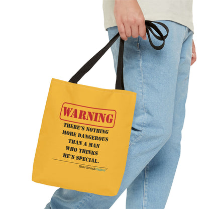 Warning: Dangerous Special Man Haiku Tote Bag (dual-sided design in Yellow Gold)