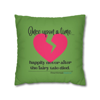The Fairy Tale Died Haiku - Faux Suede Square Pillowcase (in Wicked Green)