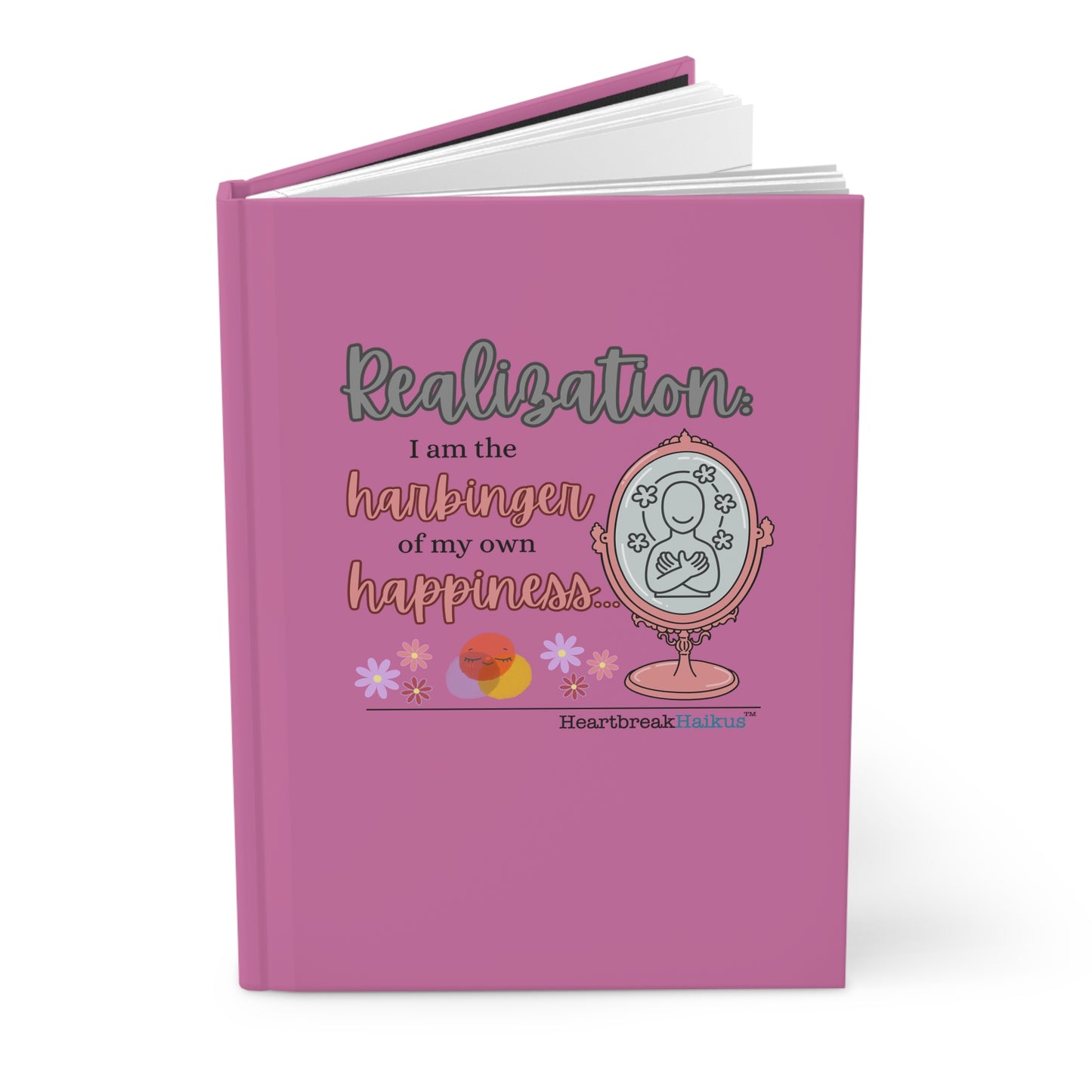 Harbinger of Happiness Haiku - Hardcover Journal in Candy Pink