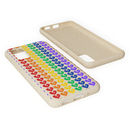 Rainbow Hearts Collection Pattern - Biodegradable Phone Case, Eco-Friendly Phone Cover (Only Hearts Collection)
