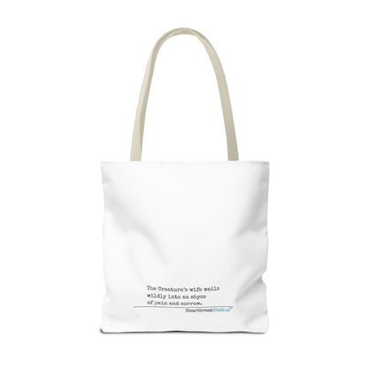 The Creature's Wife Wails Wildly Frankenstein Haiku - Tote Bag (Dual-sided print in Snow White)