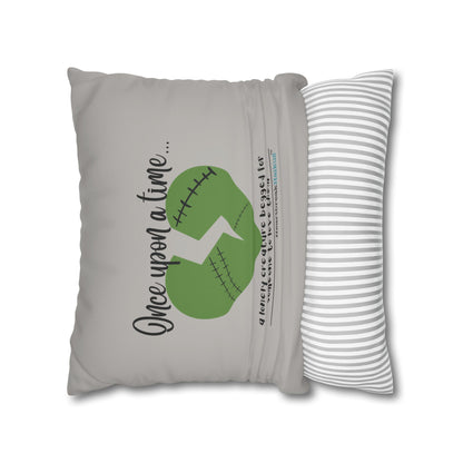 A Lonely Creature Begged Frankenstein Haiku - Faux Suede Square Pillowcase (in Light Grey)