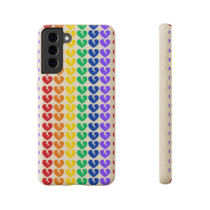 Rainbow Hearts Collection Pattern - Biodegradable Phone Case, Eco-Friendly Phone Cover (Only Hearts Collection)