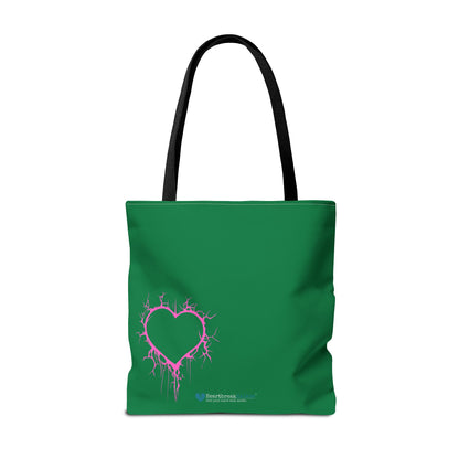 Lightning-Cracked Heart Tote Bag (in Wicked Green and Electric Pink) - (The Only Hearts Collection)