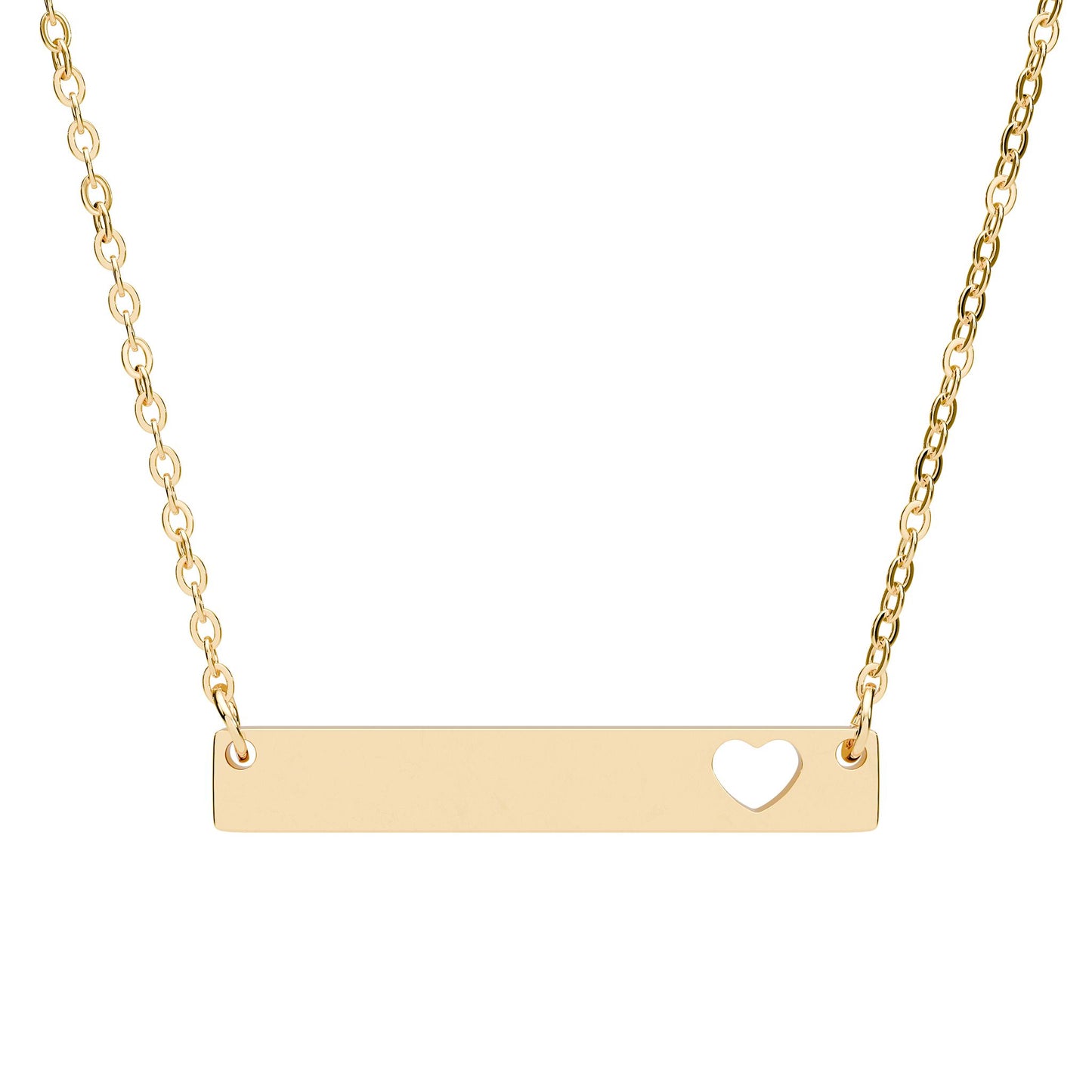 Bar Necklace with Cutout Heart — Minimalist Pendant