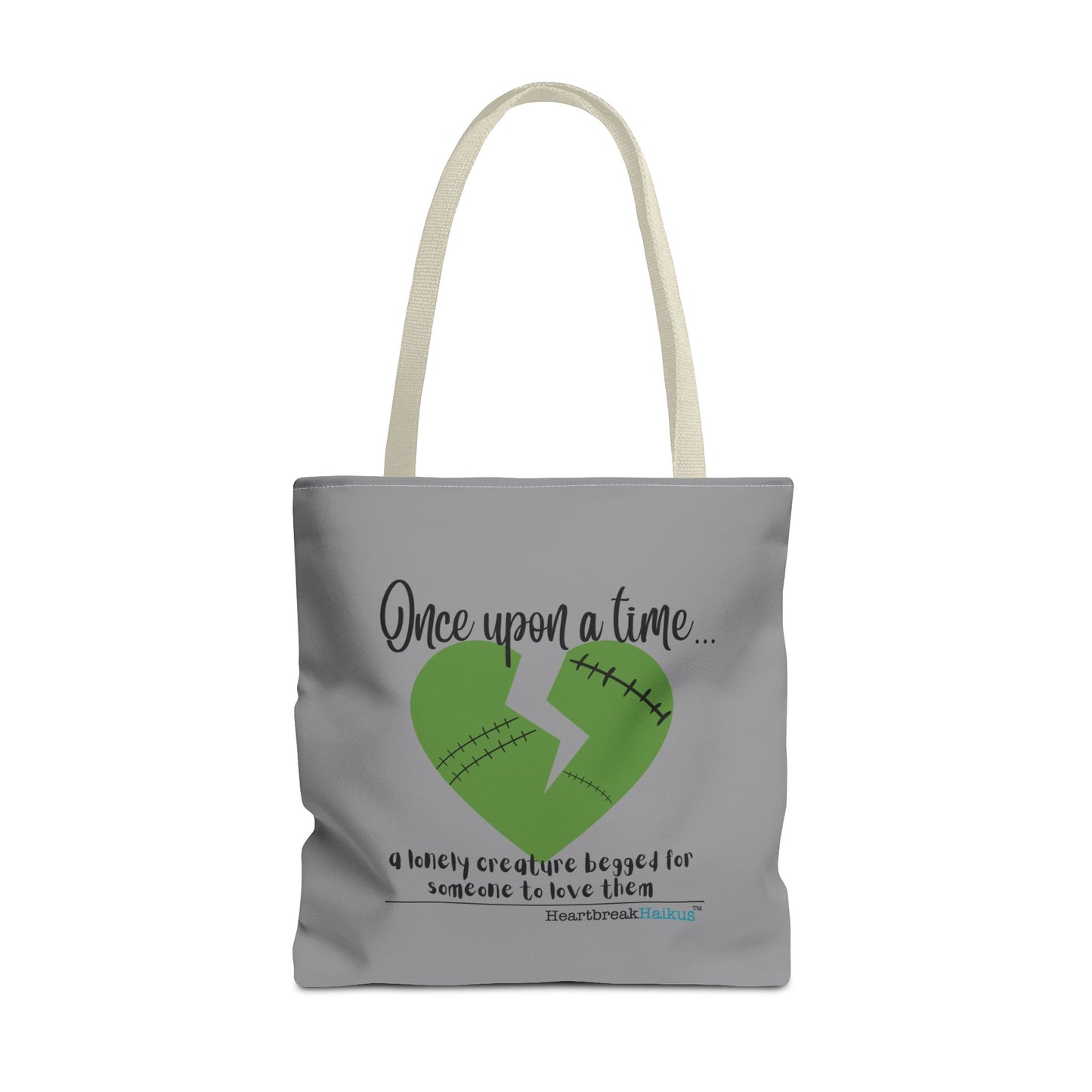 A Lonely Creature Begged Frankenstein Haiku - Tote Bag (Dual-sided print in Stone Grey)