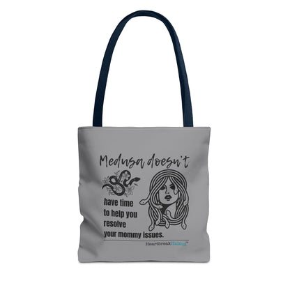 Medusa and Your Mommy Haiku - Tote Bag (Dual-sided print in Stone Grey)