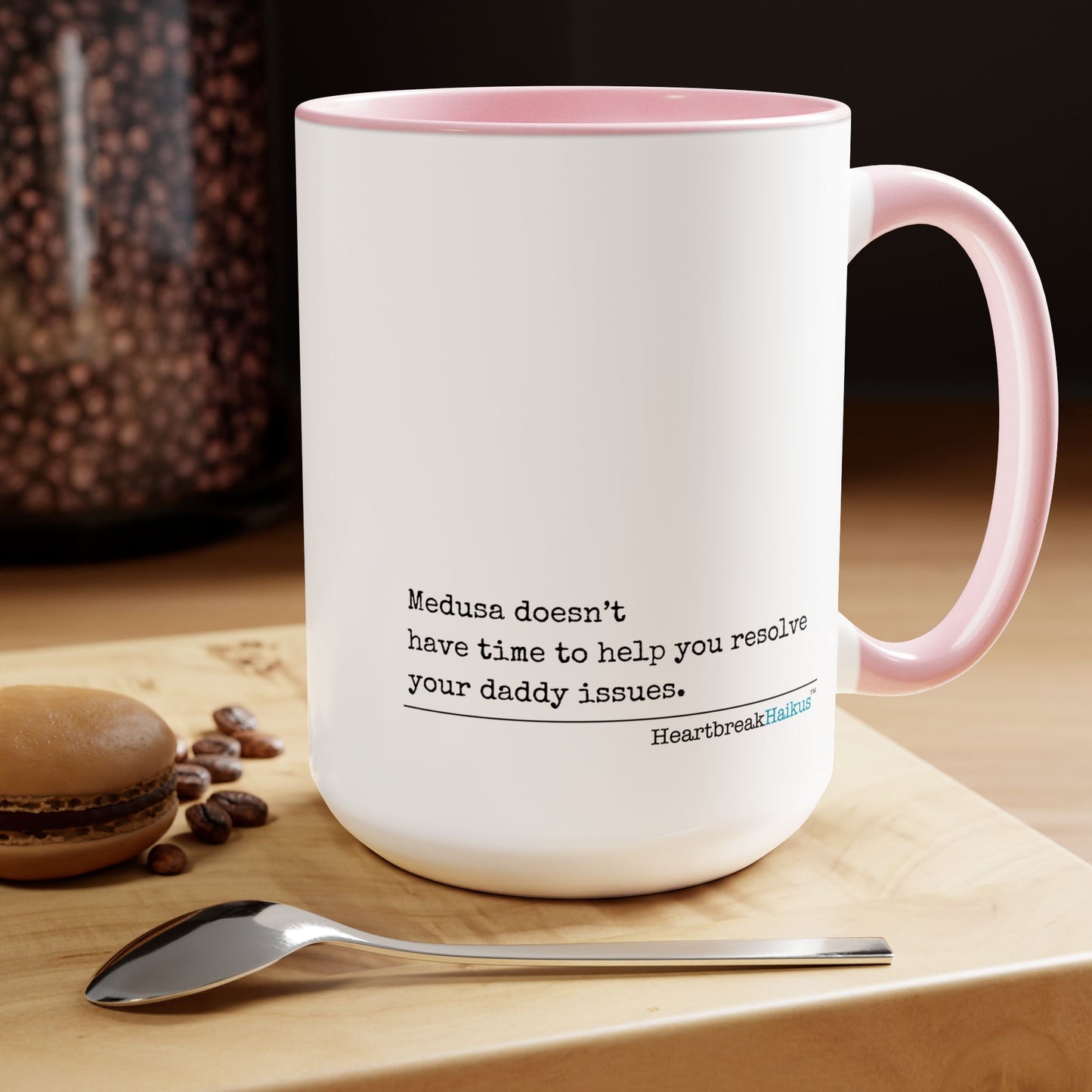 Medusa and Your Daddy Haiku - Two-Tone Coffee Mug 15oz - Dual-Sided Printing