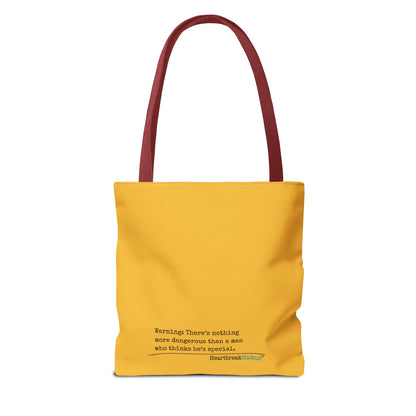 Warning: Dangerous Special Man Haiku Tote Bag (dual-sided design in Yellow Gold)