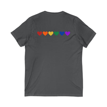 Rainbow Hearts - Jersey Short Sleeve V-Neck Tee