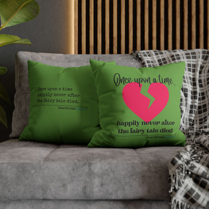 The Fairy Tale Died Haiku - Faux Suede Square Pillowcase (in Wicked Green)