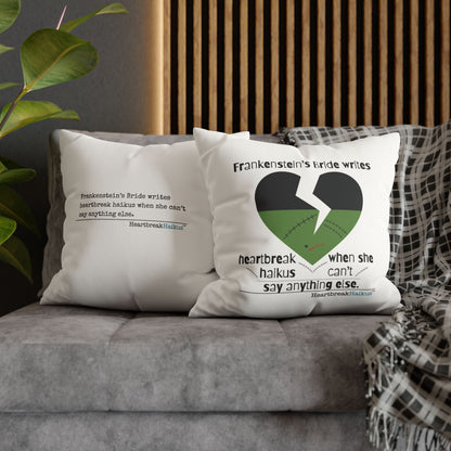 Frankenstein's Bride Writes Heartbreak Haikus - Faux Suede Square Pillowcase (in Snow White)