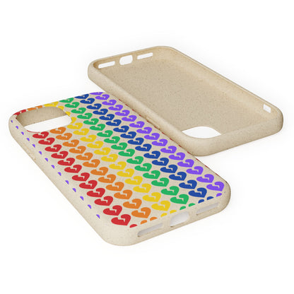 Rainbow Hearts Collection Pattern - Biodegradable Phone Case, Eco-Friendly Phone Cover (Only Hearts Collection)