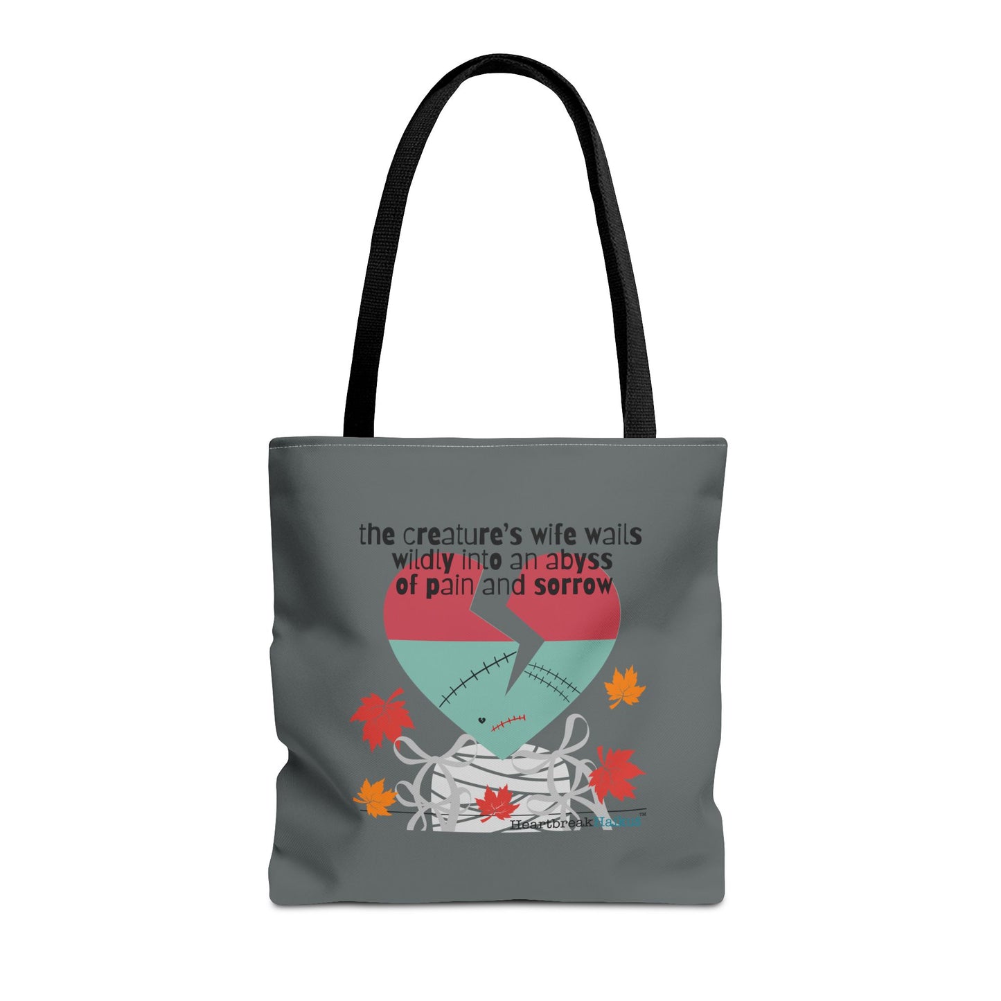 The Creature's Wife Wails Wildly Frankenstein Haiku - Tote Bag (dual-sided print in Slate Grey) - Frankenstein 2025 Makeover