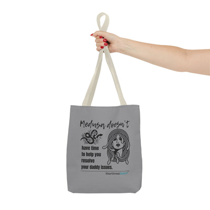 Medusa and Your Daddy Haiku - Tote Bag (Dual-sided print in Stone Grey)