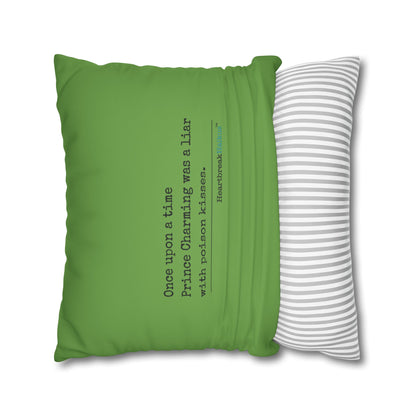 Prince Charming's Poison Kisses - Faux Suede Square Pillowcase (in Wicked Green)