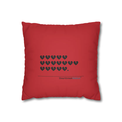 Hieroglyph Heartbreak Haiku - Faux Suede Square Pillowcase (in Crimson Red)