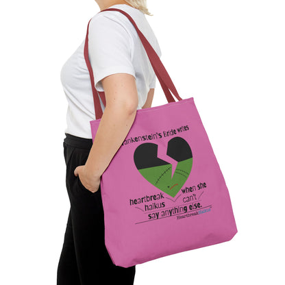 Frankenstein's Bride Writes Heartbreak Haikus - Tote Bag (Dual-sided print in Candy Pink)