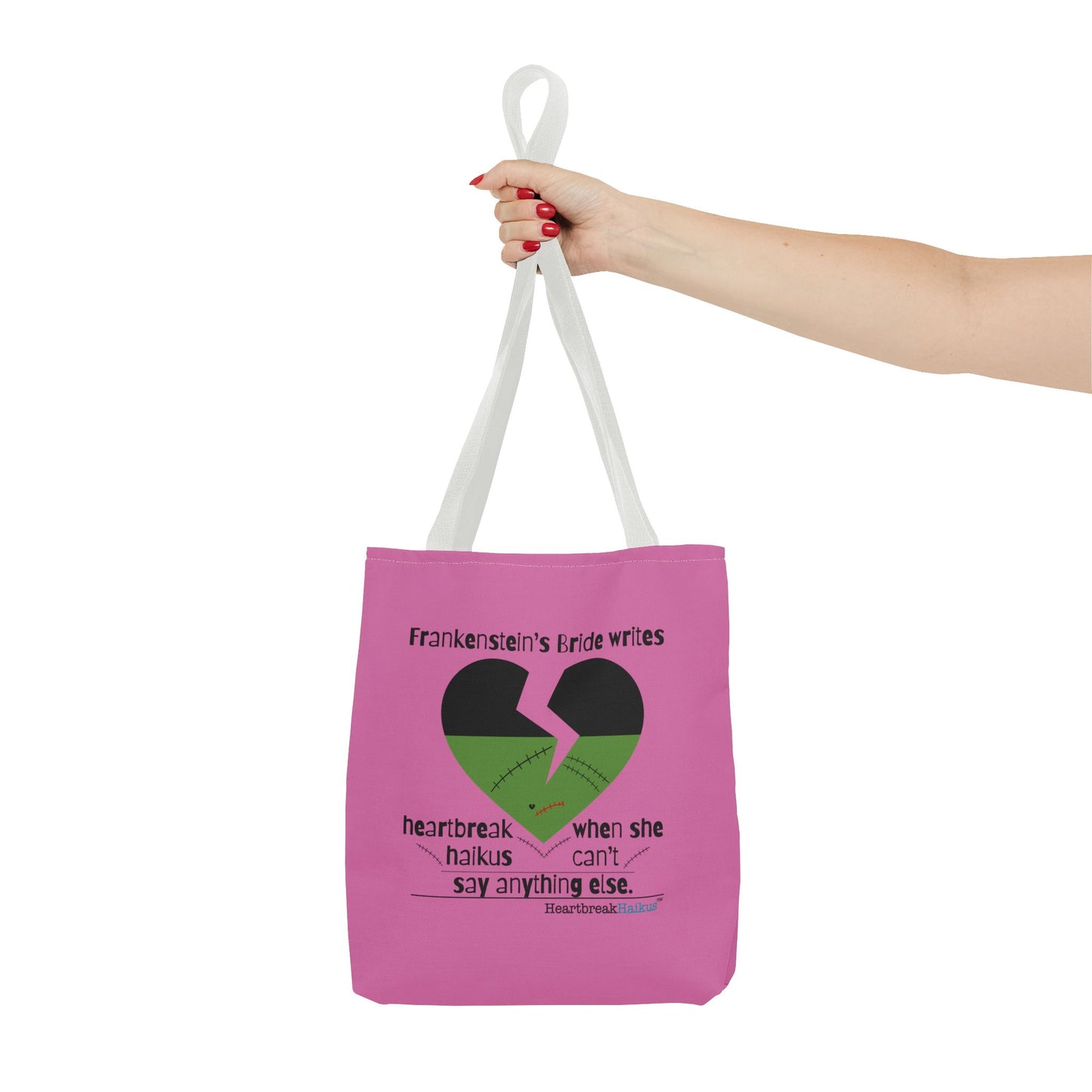 Frankenstein's Bride Writes Heartbreak Haikus - Tote Bag (Dual-sided print in Candy Pink)